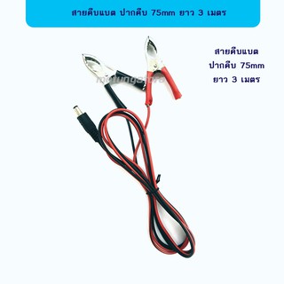 สายคีบแบต สายแบตเตอรี่ ยาว 3m 5m 10m ปากคีบ 50mm 75mm แจ๊ก 5.5x2.5มม ใช้กับไฟ12V