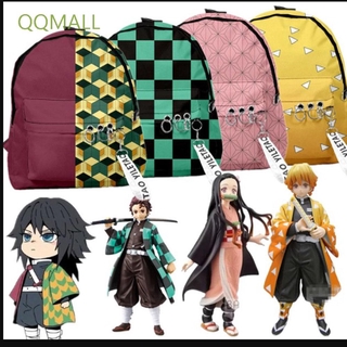 QQMALL Girl Anime Demon Slayer Backpack Japanese School Bags Canvas Bag College style Demon Slayer Notebook Bag Cartoon Boy Cosplay Travel bag