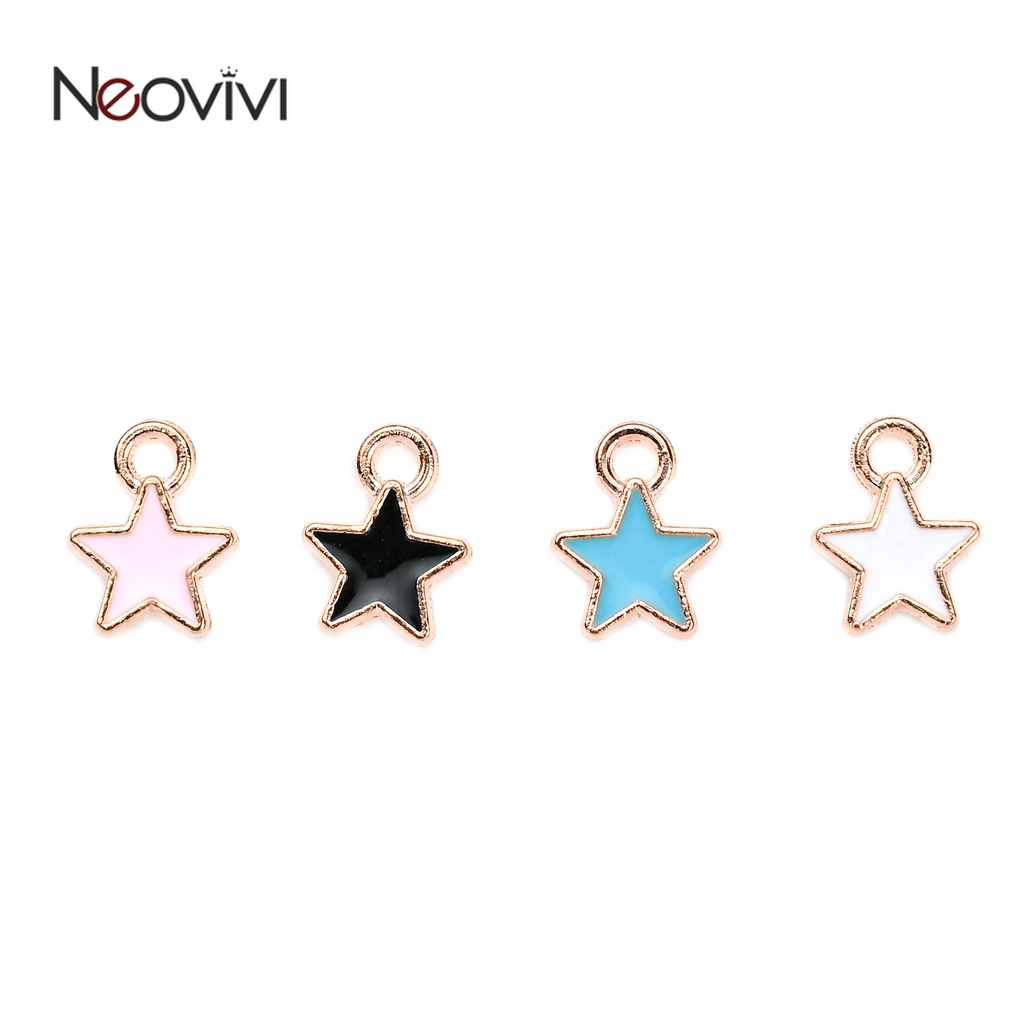 10pcs เคลือบดาว Charm โลหะผสมมินิจี้หยดน้ำมันอุปกรณ์เสริมสำหรับ DIY ทำสร้อยข้อมือสร้อยคอพวงกุญแจเครื่องประดับ