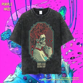 เสื้อยืด ขนาดใหญ่ พิมพ์ลาย Haze Born Bad สีม่วง | หินล้างทําความสะอาด | เสื้อยืด ขนาดใหญ่ | เสื้อท็อปสามารถปรับแต่งได้