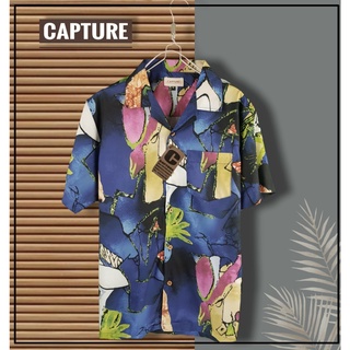 เสื้อเชิ้ตฮาวาย แนวเดอะทอย ลายกราฟฟิค สีกรม มีถึง อก 48นิ้ว