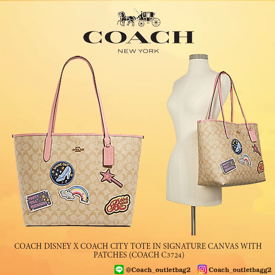 Coach DISNEY X COACH CITY TOTE IN SIGNATURE CANVAS WITH PATCHES (COACH C3724) #0