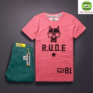 rudedog เสื้อคอกลม ชาย หญิง  รุ่น skull สี ชมพู