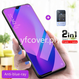 2 in 1 ฟิล์มกระจกนิรภัยกันรอยหน้าจอ 9H กันแสงสีฟ้า สําหรับ Vivo V21e Vivo V21 V21e Y72 5G V20 Pro SE Y50 Y30 Y20 Y20s Y20i Y31 Y19 Y17 Y15 Y12 Y11