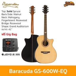 Baracuda Acoustic GS-600W-EQ กีต้าร์โปร่งไฟฟ้า Solid Top ไม้แท้ JOYO JE-305