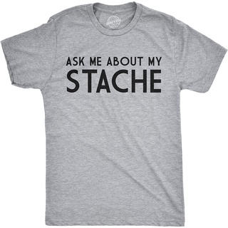 เสื้อยืด พิมพ์ลาย Ask Me About My Stache แฟชั่นฤดูร้อน สําหรับผู้ชาย