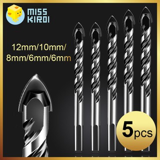 5pcs(6/6/8/10/12mm) ชุดดอกสว่านเจาะรู อเนกประสงค์ Alloy Triangle Overlord Drill Bits เจาะหินอ่อน อย่างดี เจาะอิฐ เจาะไม้