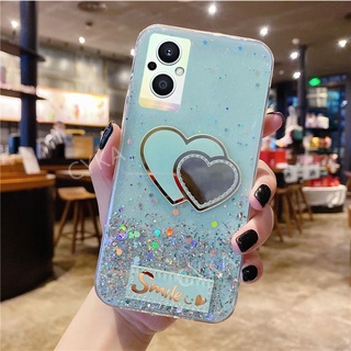 Transparent เคสโทรศัพท์ OPPO Reno 7 Z 5G เคส OPPO Reno7 Z 5G 2022 Gradient Sequins Crystal Glitter Star Soft TPU Cover