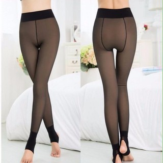 Legging for winter เลคกิ้ง ลองจอน สีดำซีทรู เลคกิ้งสีเนื้อ กันหนาว-ดำซีทรู