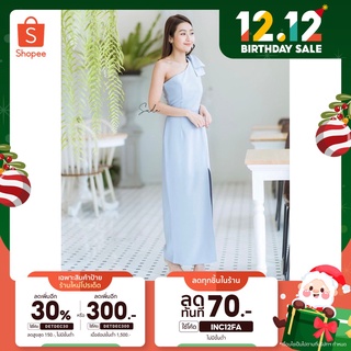 [ใส่โค้ด DETDEC150 เหลือ 591.-] MaxiDress 001 เดรสแขนเดียวแหวกหน้า