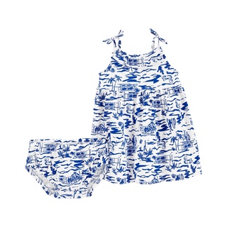 Carters Dress 1Pc Blue-White L8 คาร์เตอร์เสื้อผ้าชุดกระโปรงมีลาย