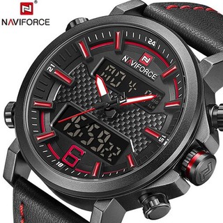 Naviforce Analog Quartz Watch พร้อมสายหนังและ