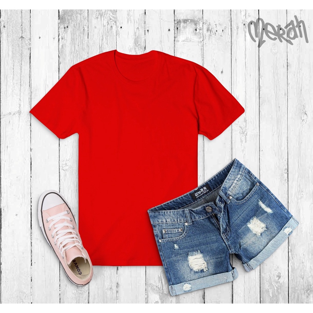 Merah Plain T-Shirt Plain T-Shirt Plain T-Shirt Red Premium Shirt Men/Women