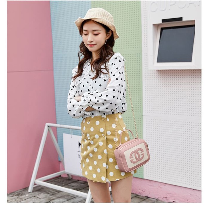 TS118 Korea CC Summer Chain Women Sling Bag/กระเป๋าสะพายผู้หญิง-สีชมพูนําเข้ากระเป๋าคาดเอวกระเป๋าสตร