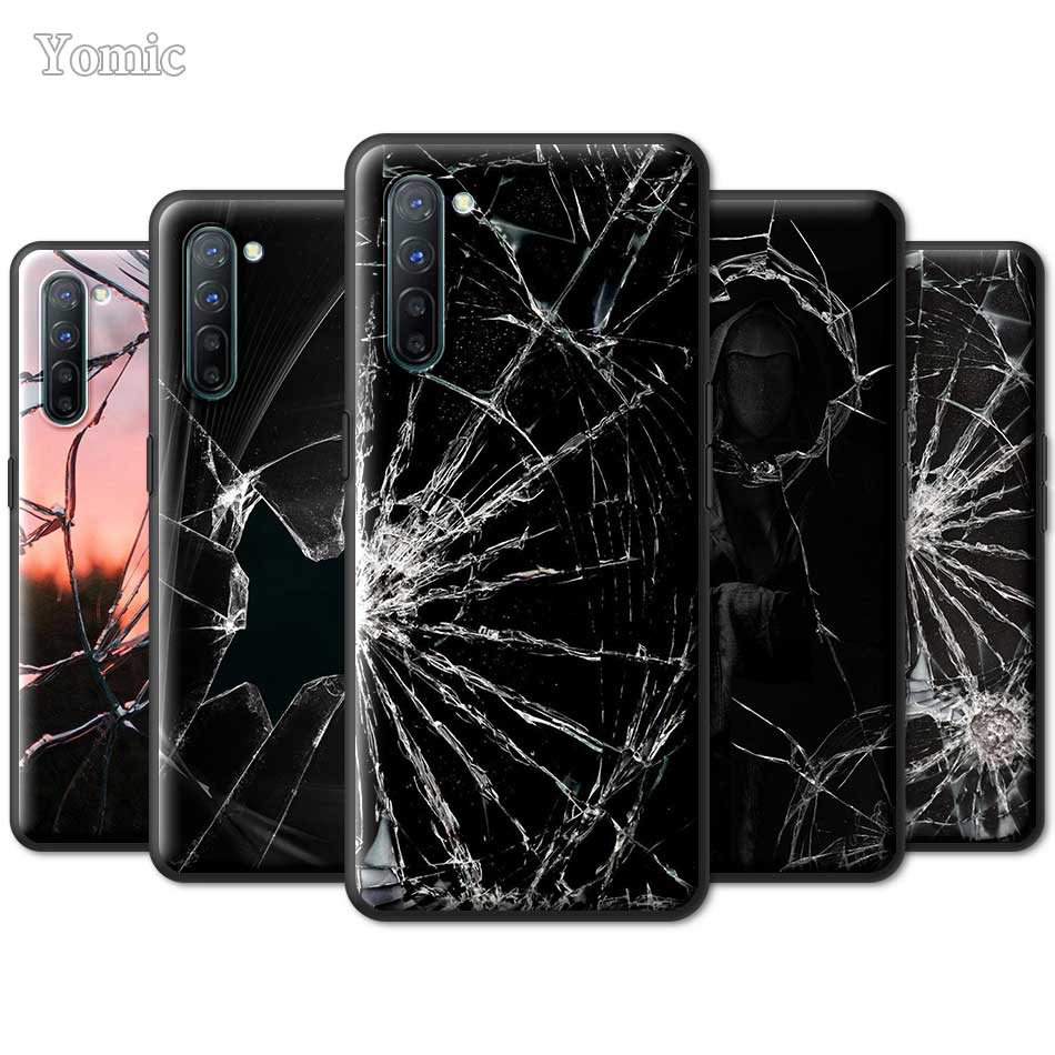 Broken Glass Rain Drop Case For Oppo Find X2 Neo Lite A5 A9 2020 Reno 4 3 F11 Pro A52 A72 Ace 2 TPU Soft Black Phone Cov