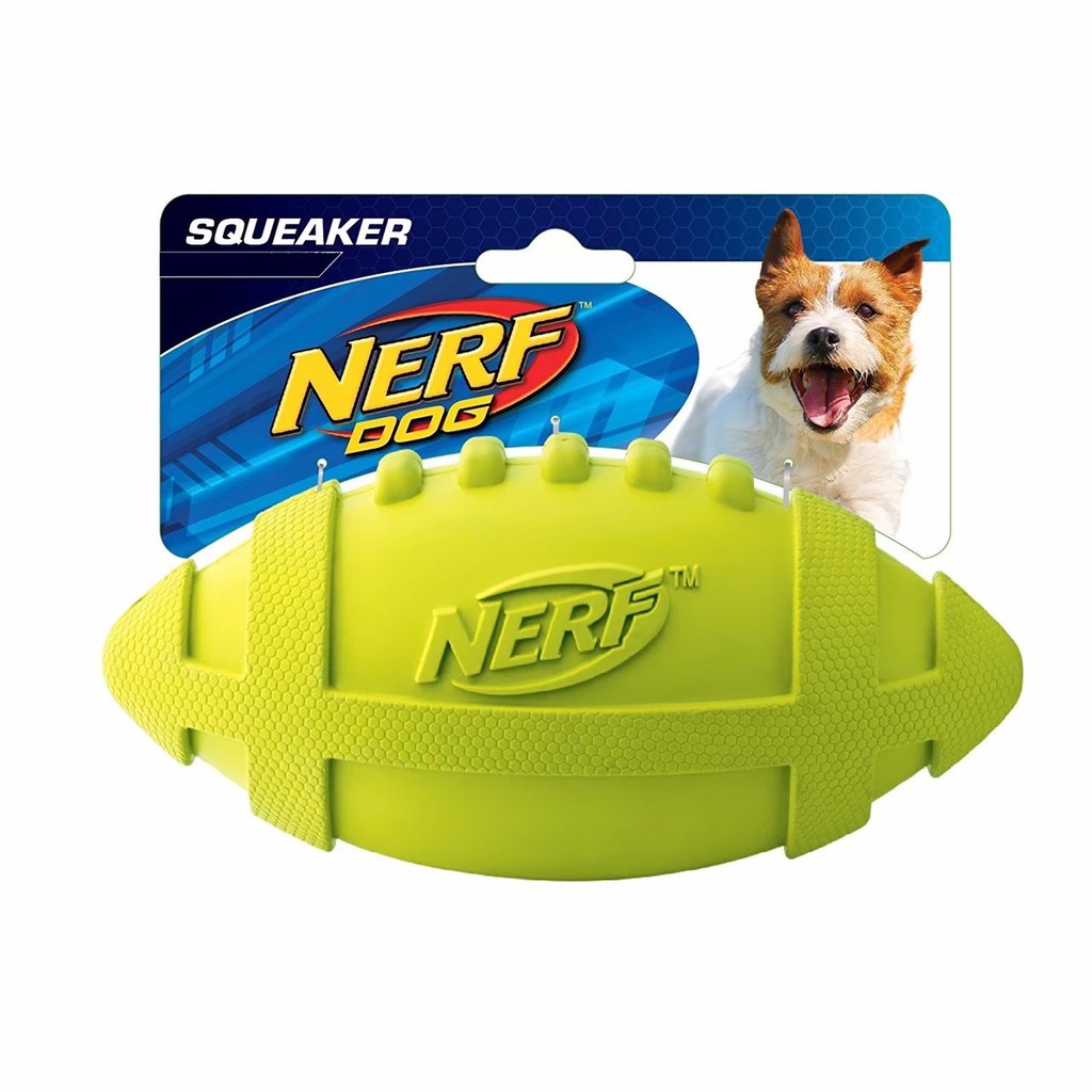 Nerf Dog Rubber Football ของเล่นสุนัข ลูกฟุตบอล บีบเเล้วมีเสียง ขนาด 7 นิ้ว