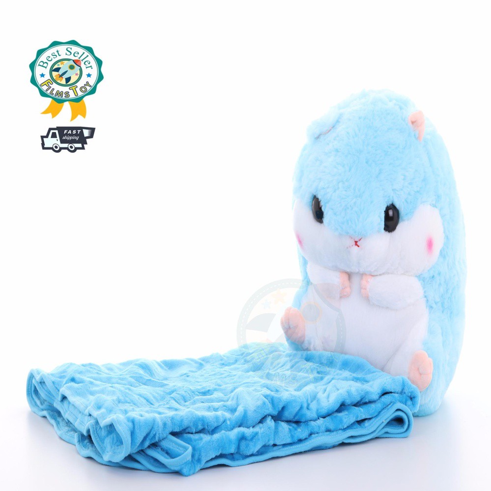 CT Hamster Doll Blue ตุ๊กตา หมอนผ้าห่มแฮมสเตอร์ สีฟ้า