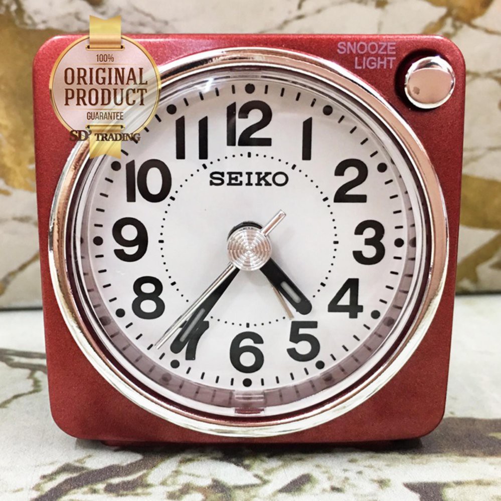 SEIKO นาฬิกาปลุก Beep Alarm Clock (Snooze) QHE118R - สีบอร์นแดง