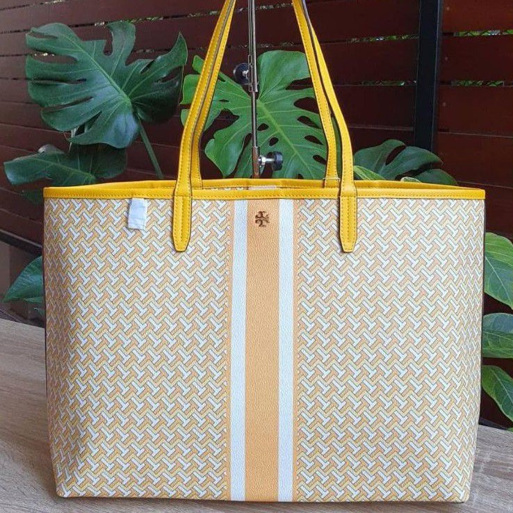 🎀 (สด-ผ่อน) กระเป๋าสะพายชอปปิ้งสีเหลือง 64206 TORY BURCH T ZAG TOTE |  Shopee Thailand