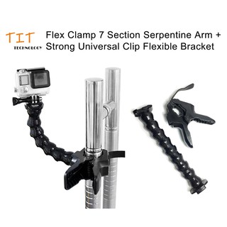 Flex Clamp 7 Section Serpentine Arm + Strong Universal Clip Flexible Bracket for GoPro SJCam YI and others