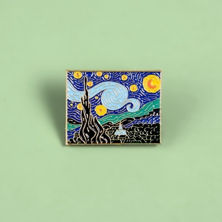 The Starry Night Enamel Pin เข็มกลัดรูป Van Gogh สีน้ํามันสําหรับติดตกแต่งเสื้อผ้าเพื่อนเพื่อน