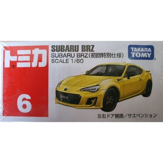 โมเดลรถเหล็ก Takara Tomy Tomica #6 Subaru BRZ สีเหลือง  ของแท้ ของใหม่ในซีลพลาสติก