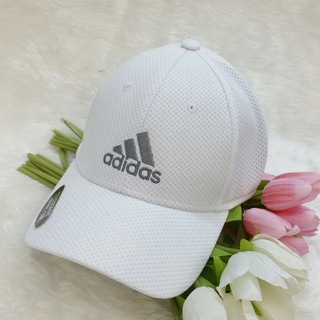 Auth ADIDAS USA Imported CAPS Marine Stretch Fit Cap CLIMALITE SWEAT Unisex White ยืดหยุ่น ผ้านุ่ม สีขาว