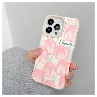 เคส สำหรับ ไอโฟน เคสซิลิโคน สินค้าพร้อมส่งจากไทย สำหรับ Iphone 13 12 11 Pro max flower ทิวลิปชมพู TPU-R1752