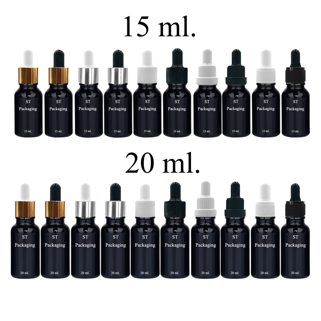 5ml 10ml 15ml 20ml 30ml 50ml 100ml. แพ็กกเกจขวดแก้วสีดำ พร้อมชุดดรอปเปอร์สำหรับบรรจุสารเหลว เอสเซ้นต์ เซรั่ม น้ำมัน