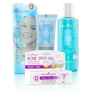 Provamed Rapid Clear Acne Spot Gel+ Provamed AcniclearCleansing Gel + Provamed Acniclear Facial Toner