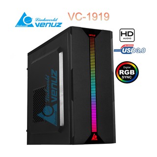 VENUZ ATX Computer Case VC 1919 with RGB LED lighting – Black