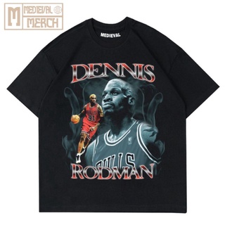 เสื้อยืดคอกลมเสื้อยืด ลาย Rodman BULLS DENNIS VINTAGE สีดํา สําหรับผู้หญิง 24SS-5XL