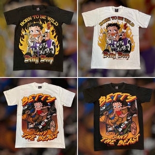 เสื้อยืดการ์ตูน เบ็ตตี้ บู๊พ (Betty Boop) สไตล์วินเทจ ผ้าฝอก (M/L/XL)