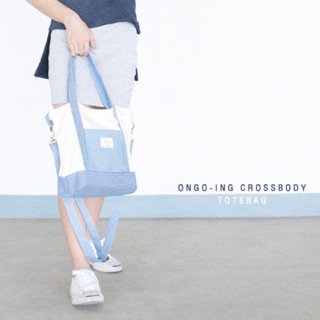 Sky Blue Stripe Crossbody Totebag