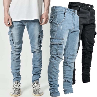 กางเกงขายาวยีนส์ขายาวสําหรับผู้ชายสกินนี่ Men Skinny Jeans Men Jeans Men Pants