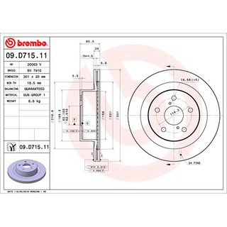 จานเบรคหลัง TOYOTA ALPHARD VELLFIRE AGH30 AGH35 AYH30 2.5 Hybrid GGH30 GGH35 3.5 2015- LM500h 2020- 09 D715 11  BREMBO