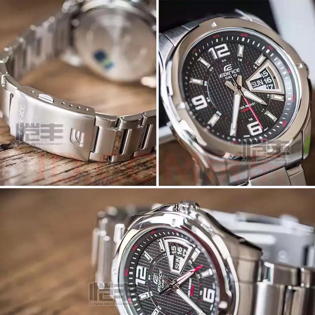 CASIO นาฬิกาผู้ชายสายสแตนเลสหน้าปัดสีดำรุ่น EF-129D-7A/1A-100% รับประกันของแท้ 1 ปี