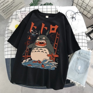 ย้อนยุคเสื้อยืดแขนสั้น พิมพ์ลายการ์ตูนอนิเมะ Hayao Miyazaki ทรงหลวม ขนาดใหญ่ สําหรับผู้ชายและผู้หญิงS-5XL