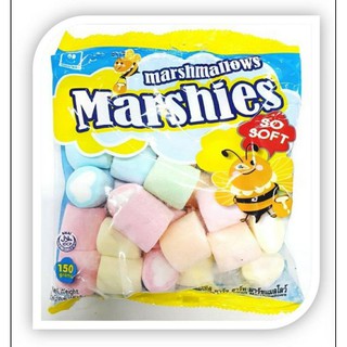 มาร์ชเมลโล่ มาร์ชีส์ ลายหัวใจ เม็ดใหญ่ หลายสี  น่ารักมากๆ 150g. Marshmellow Marshies ถูกที่สุด