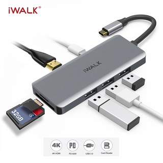 iWALK 7-in-1 Type C Hub อุปกรณ์แปลงสัญญาณ Type C แบบ 7 in 1 to HDMI+USB 3.0*3+PD