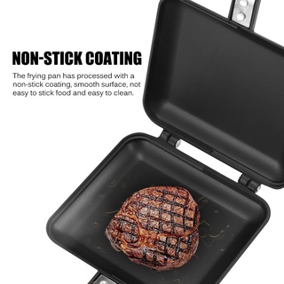 ♚№Double-Sided Sandwich Pan Non-Stick Foldable Grill Frying Pan For Bread Toast Breakfast Machine Waffle Pancake Kitchen