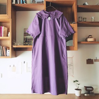 majestic cat frill collar dress : purple / เดรสยาว วินเทจ ปกระบาย (ม่วง)