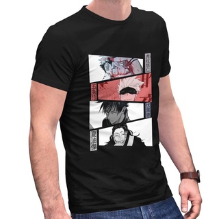 เสื้อยืดแขนสั้น คอกลม ผ้าฝ้ายแท้ พิมพ์ลายอนิเมะ Jujutsu Kaisen Yuji Itadori Satoru Gojo แฟชั่นสําหรับผู้ชาย