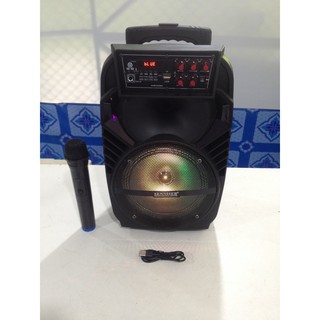 ตู้ลำโพงพกพา ตู้ลำลำโพงเคลื่อนที่ มีล้อ มีแบตเตอรี่ SENNISER 801 BLUETOOTH USB microSD Card TF AUX FM radio Speaker 8" 1