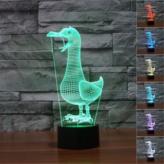 Waterfowl โคมไฟตั้งโต๊ะ LED รูปนกน้ํา ไล่โทนสี 3D 7 สี USB