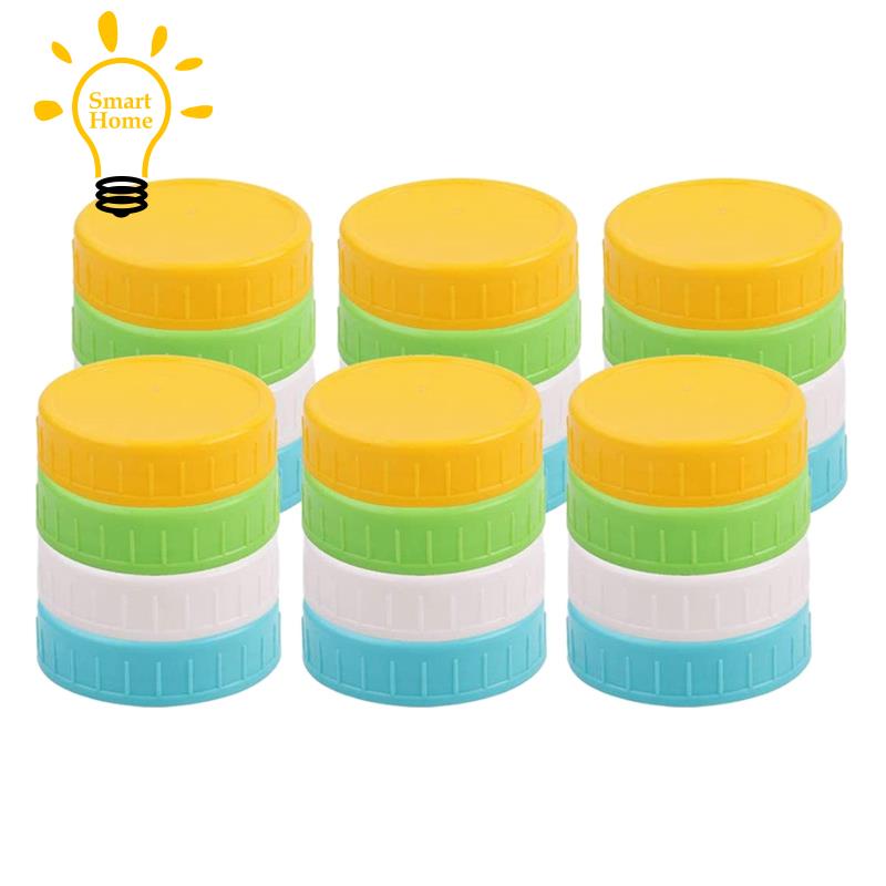 24 Pack Assorted Color Plastic Wide Mouth Mason Jar Lids Anti Slip Food Storage Caps For Mason