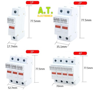 ถูกสุด! RT18-32X ฐานฟิวส์พร้อมไฟแสดงสถานะตัวยึดฟิวส์ 10 * 38  1P 2P 3P 4P