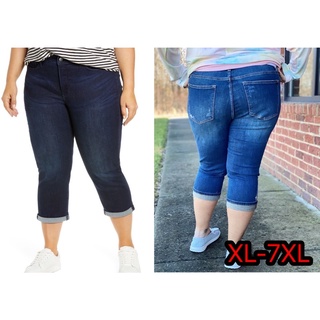 S1005พร้อมส่ง xl-7xl เกงเกง5ส่วน กางเกงยีนส์ไชส์ใหญ่ 5ส่วน กางเกงยีนส์ผ้ายืด