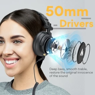 Maono AU-MH601 หูฟังสเตอริโอ สตูดิโอ 50 มม. สำหรับฟังเพลง ดีเจ ทำพ็อดแคสต์