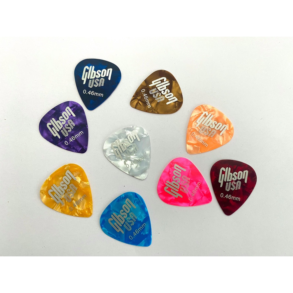 [[ ฟรี!!! แค่กดโค้ดหน้าร้าน ]] guitar pick ปิ๊กกีตาร์ 0.46 ทรงหยดน้ำ 1ชุด 5 ชิ้น แบบบาง (คละสี)